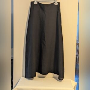 Sarah pacini. Elegant Black Linen Maxi Skirt. Bell Hem. Waist 32 Inches.